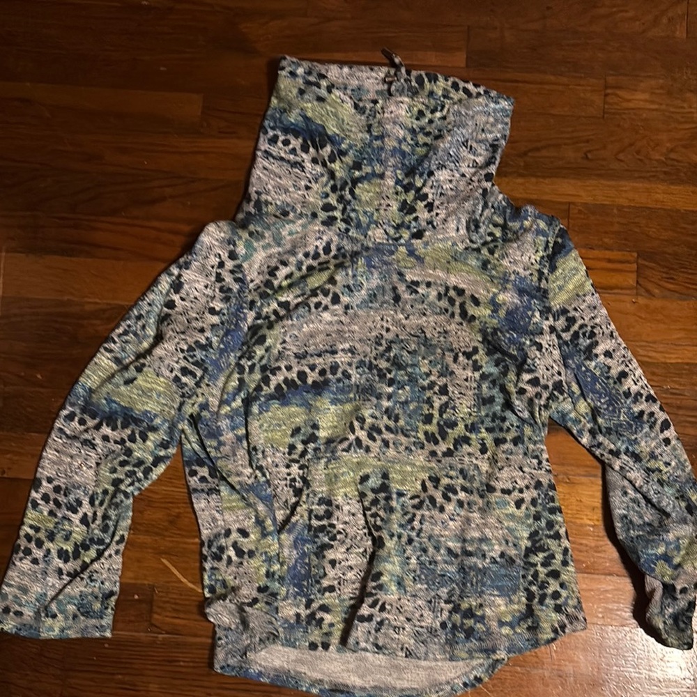 Ruby Rd. Blue Graphic Long Sleeve Hoodie